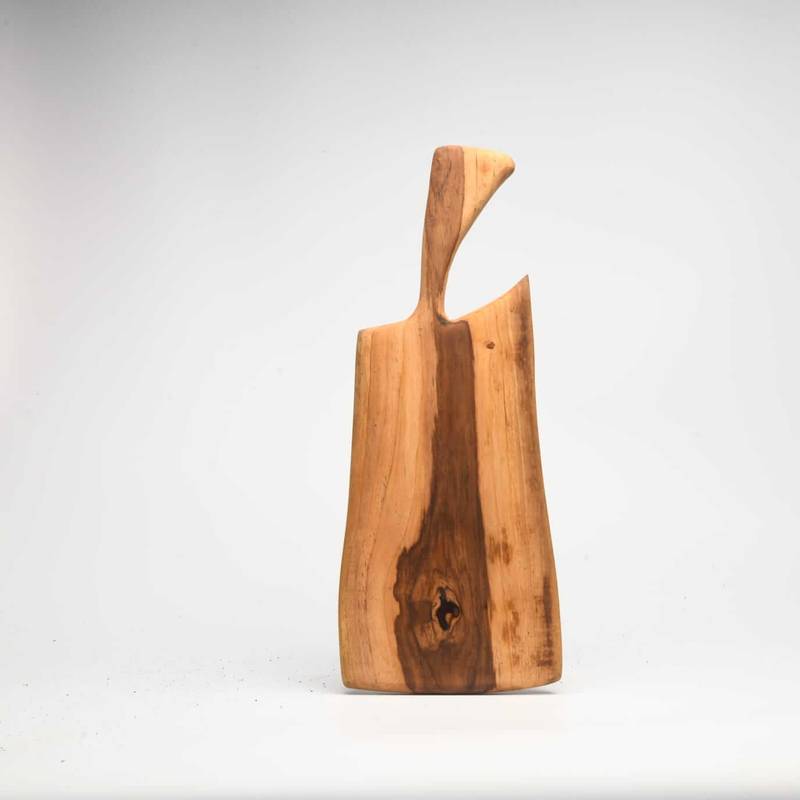 Teakwood Chopping Board with Live Edge Straight Handle
